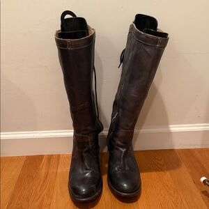 Bed Stu Charcoal Leather Wedge Boots